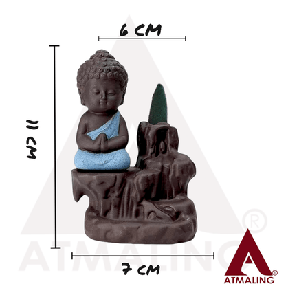 Meditating Buddha Monk Idol Backflow Fountain with 10 free backflow dhoop cones