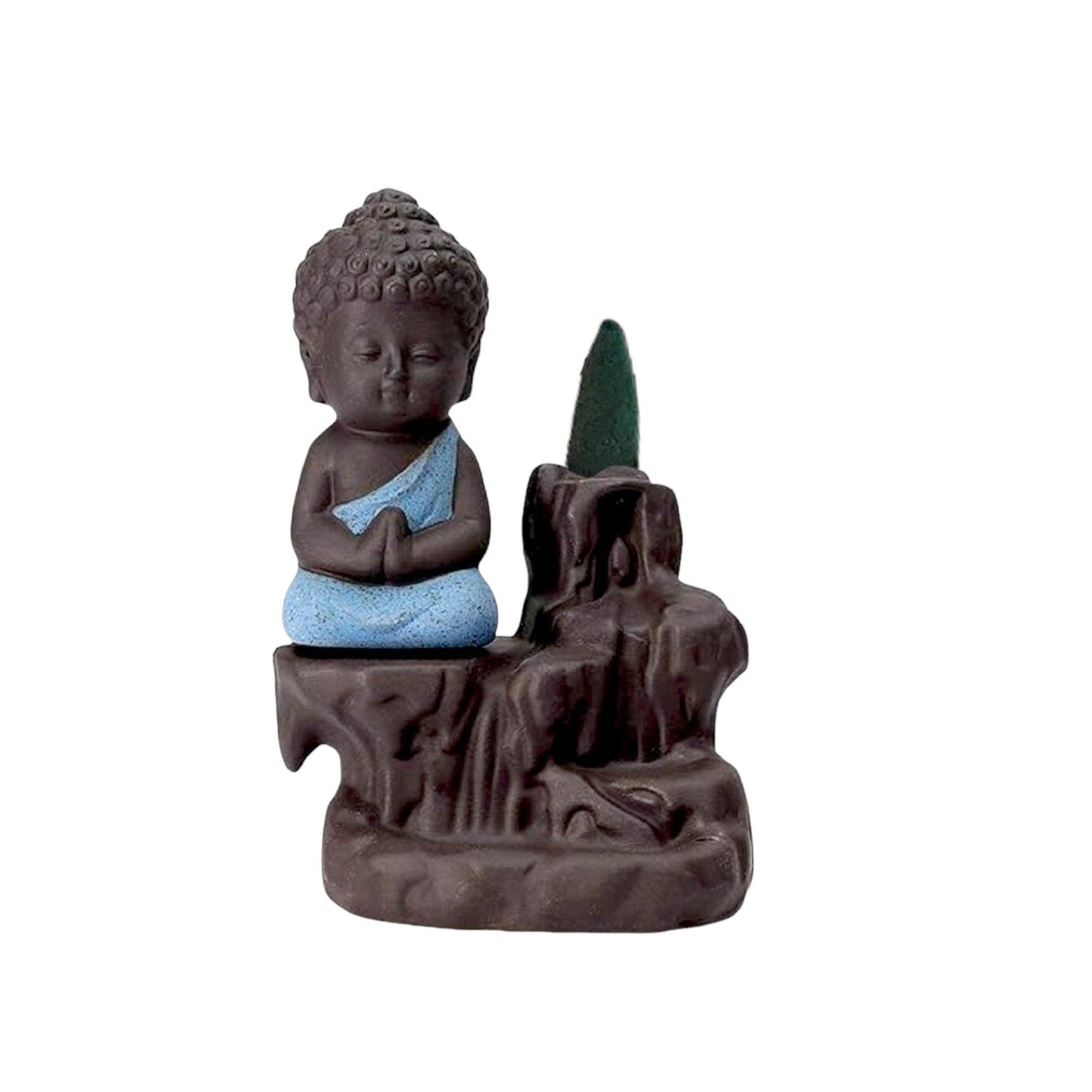 Meditating Buddha Monk Idol Backflow Fountain with 10 free backflow dhoop cones