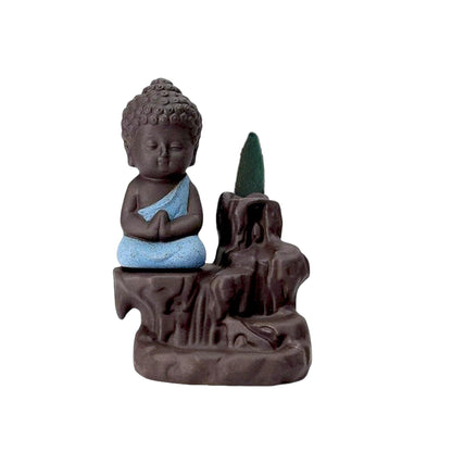 Meditating Buddha Monk Idol Backflow Fountain with 10 free backflow dhoop cones