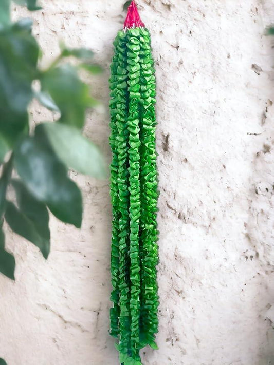 Decorative Artificial Green Leaves Garland Mala, 5 Feet Long, Set of 5pc