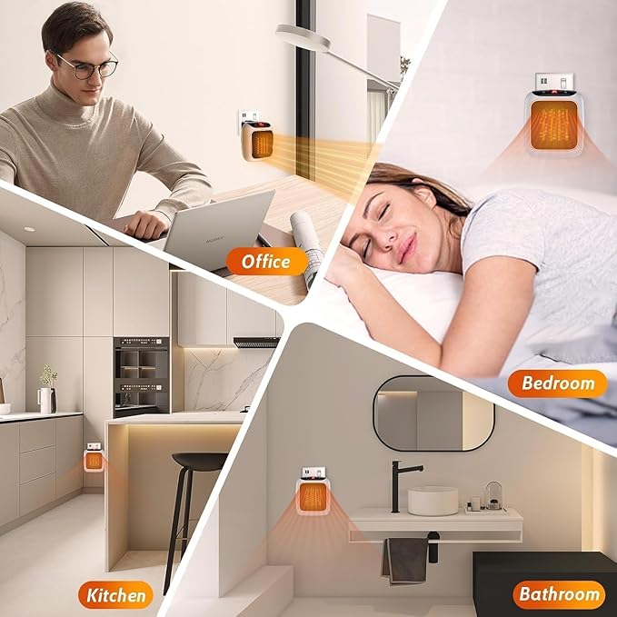 Electric Handy Heater Turbo Wall-Outlet Space Heater With Remote