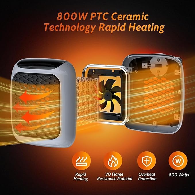 Electric Handy Heater Turbo Wall-Outlet Space Heater With Remote