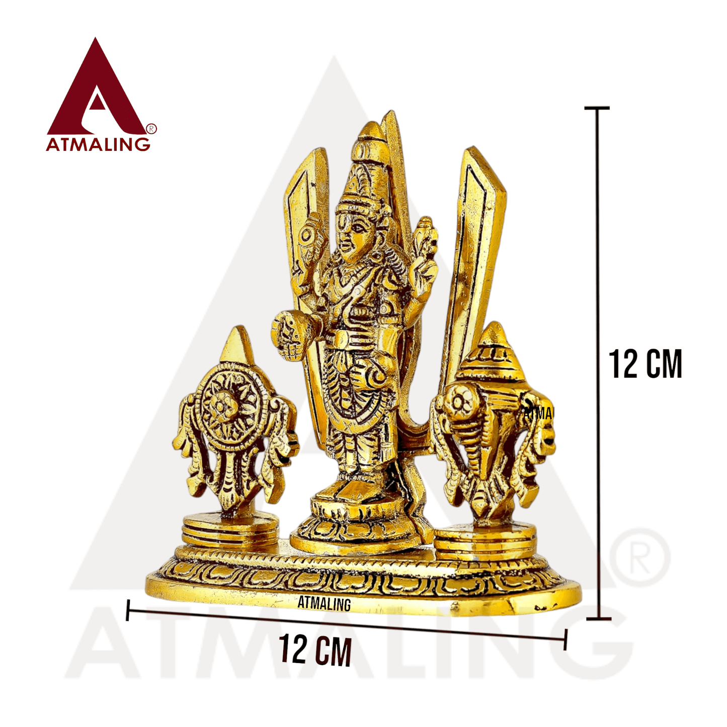 Metal Handcrafted Tirupati Balaji Statue of Lord Venkateshwara with Symbol Shankh, Chakta and Tilak