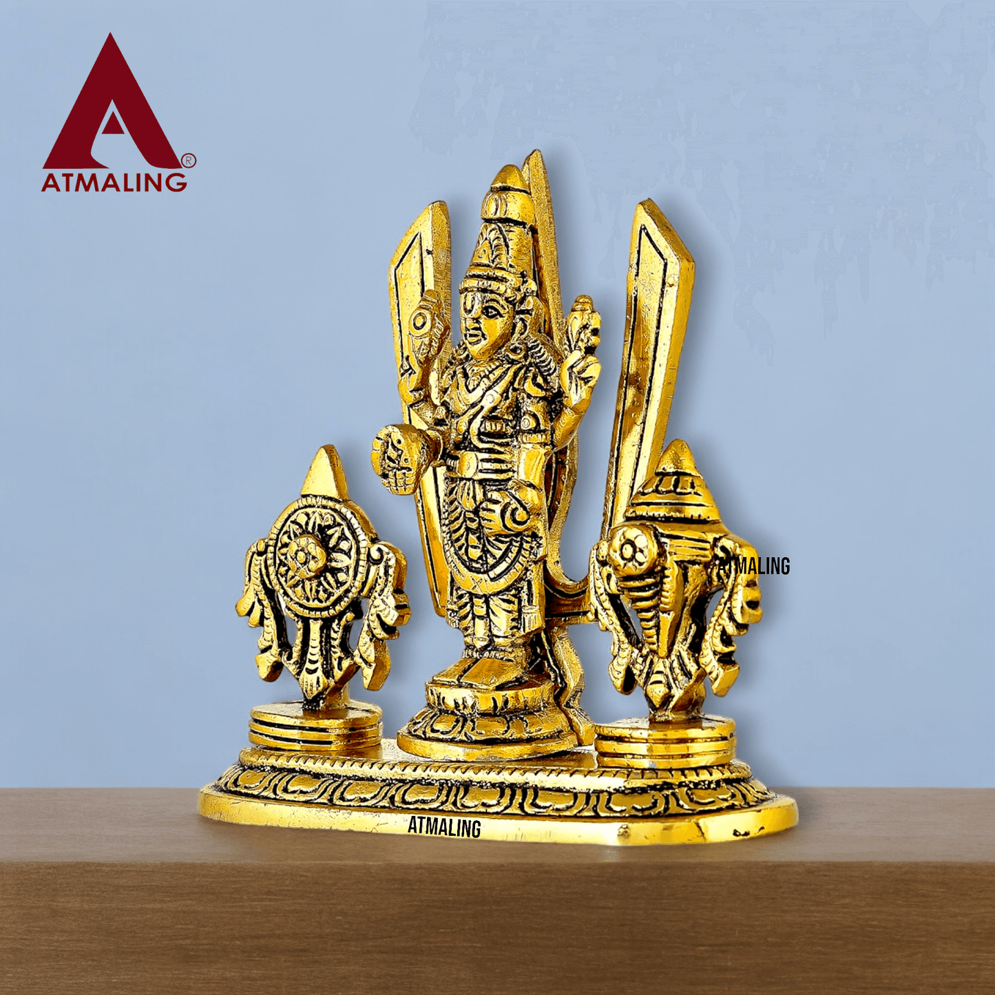 Metal Handcrafted Tirupati Balaji Statue of Lord Venkateshwara with Symbol Shankh, Chakta and Tilak