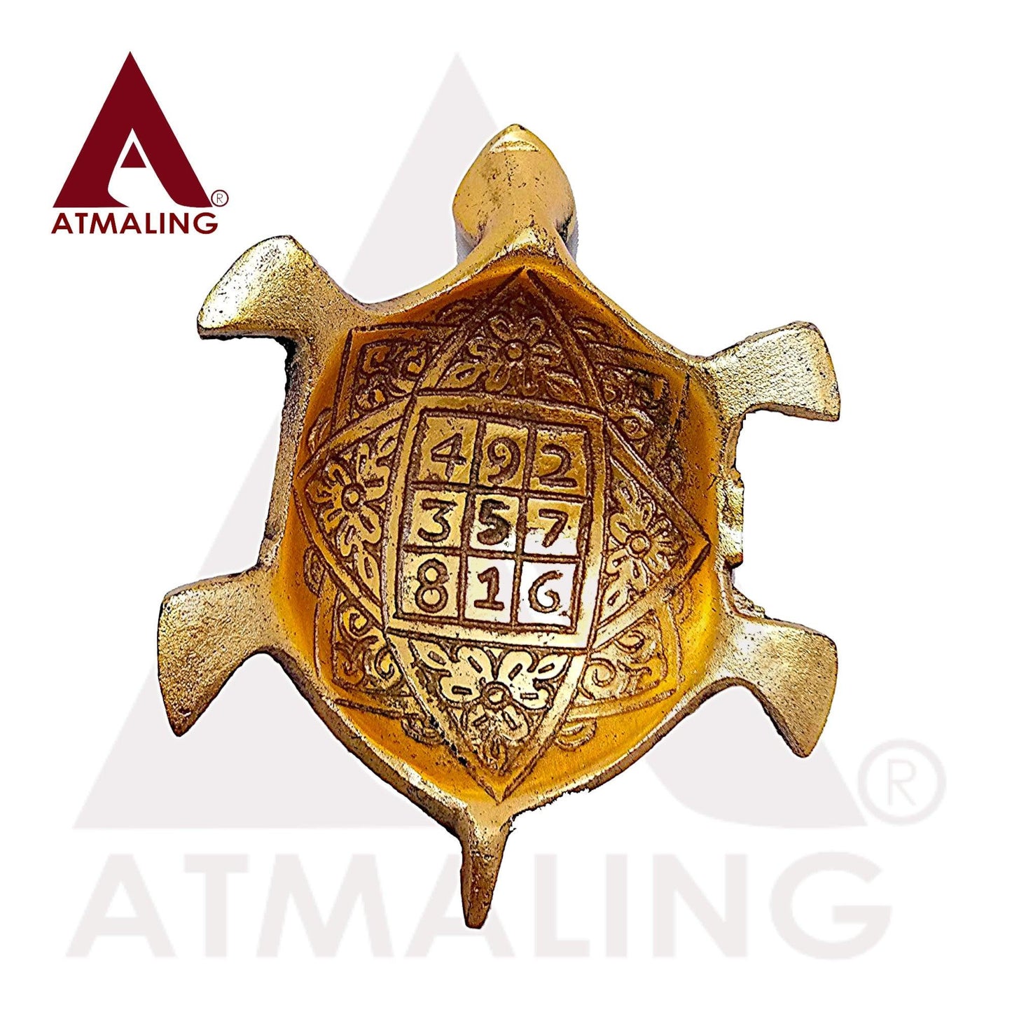 Feng Shui Tortoise/Turtle On Golden Glass Plate (Metal)