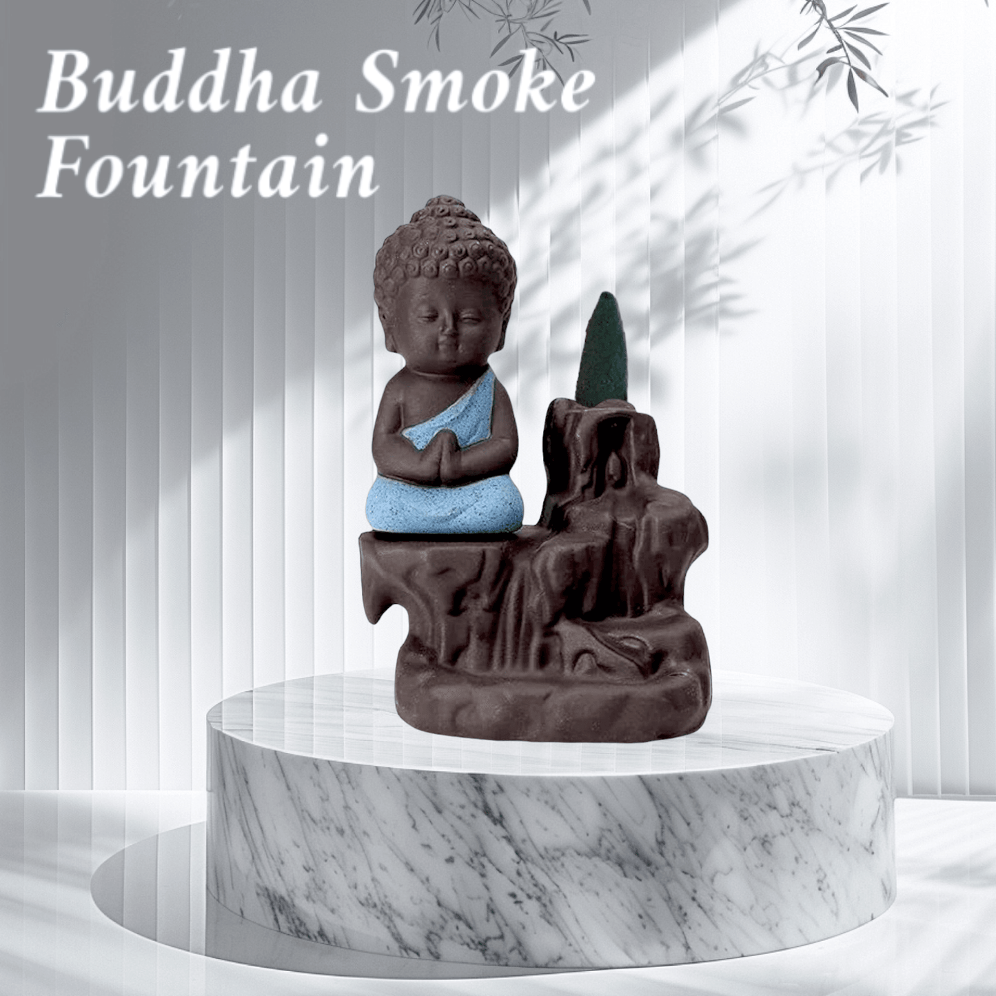 Meditating Buddha Monk Idol Backflow Fountain with 10 free backflow dhoop cones